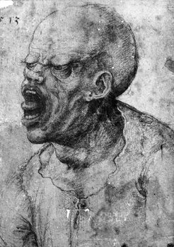 Slika na platnu Portrait of a Man Shouting (charcoal on paper)