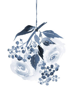 Slika na platnu Christmas watercolor card with spruce and berries