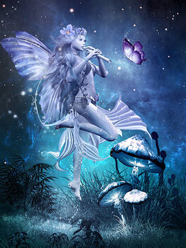 Slika na platnu Fairy with magic flute