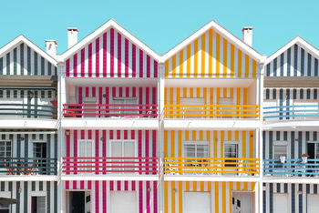 Art Print on Demand Four Houses of Striped Colors