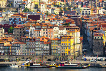 Art Print on Demand Porto The Beautiful Ribeira District at Sunrise