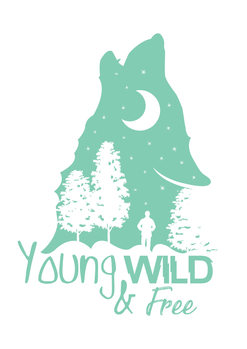 Art Print on Demand Young, Wild & Free - Blue