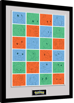 Framed poster Pokemon - First Partner Grid