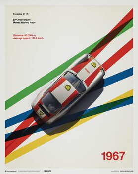 Art Print Porsche 911R - BP Racing - Monza - 1967