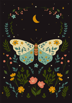 Αυτοκόλλητο Postcard with a butterfly in boho