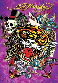 Framed 3D Poster ED HARDY - tiger