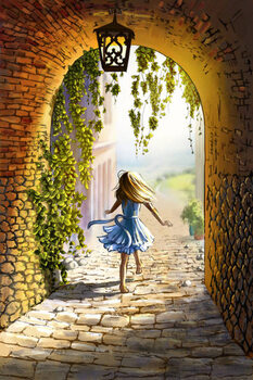 Poster A little girl running on the