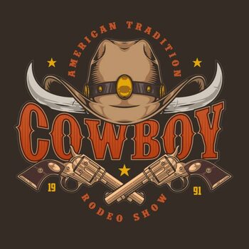 Poster American cowboy vintage sticker colorful