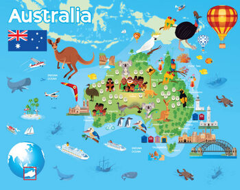 Poster Australia Travel Map
