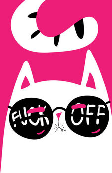 Poster Black Cat with grumpy face. vector