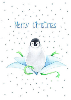 Poster Christmas card with baby penguin