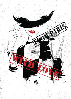 Poster Fashion girl in sketch-style.