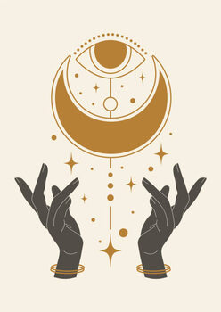 Poster Hands holding mystic eye and heavenly