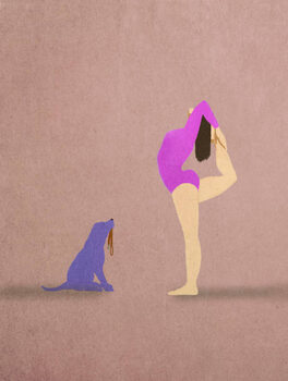 Poster Illustration of dogwaiting for female owner