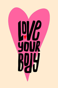Poster Love your body lettering with heart