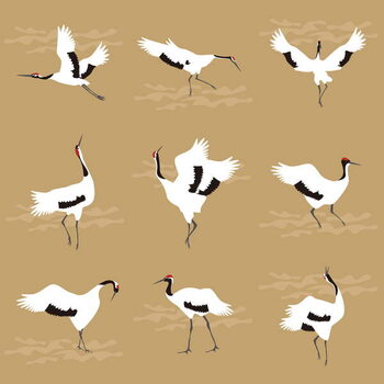 Poster Oriental Cranes