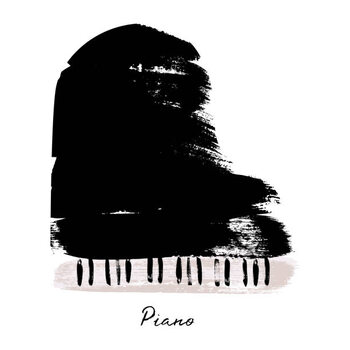 Poster Painted with brush strokes piano. Vector