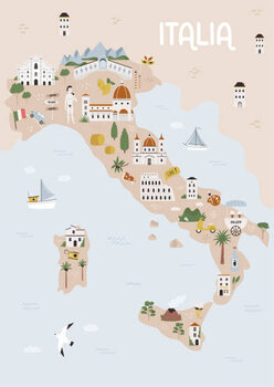 Poster Vector illustration of map of Italy