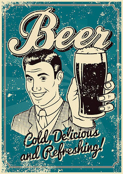 Poster Vintage Screen Printed Beer Poster