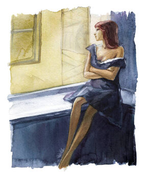 Poster A young woman in a blue