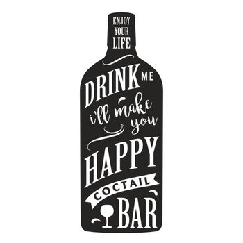 Poster Alcohol bottle silhouette label monochrome