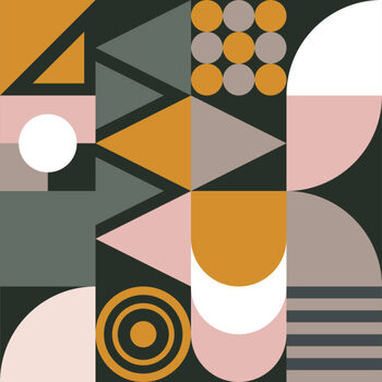 Poster Bauhaus seamless pattern with geometric shapes