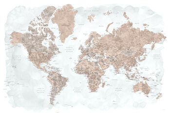 Impressão de arte Blursbyai - Neutral world map