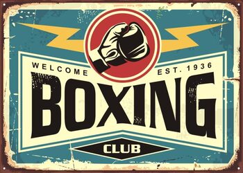 Poster Boxing club retro tin sign template design