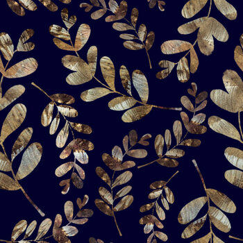 Poster branches and leaves with golden texture