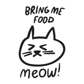 Плакат Bring me food. Meow! Angry cat face.