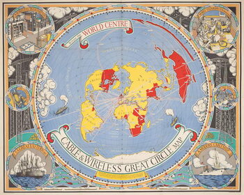 Плакат Cable & Wireless Great Circle Map, 1945