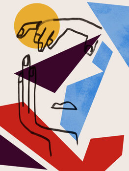 Poster Colorful abstract neoplasticism and cubism art