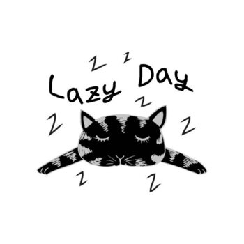 Poster Cute cat with word lazy day.,