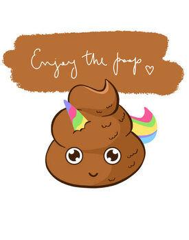 Poster Cute funny quote Enjoy the poop with unicorn emoji