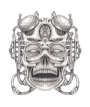 Poster Cyberpunk skull tattoo.