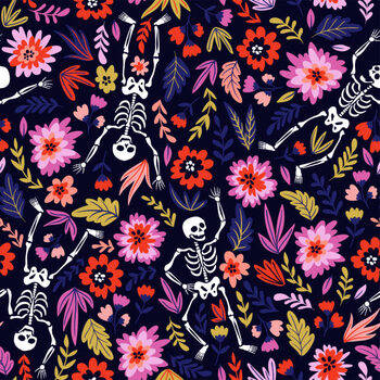 Poster Dancing skeletons in the floral garden.