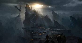 Poster Dark castle in the valley, dark