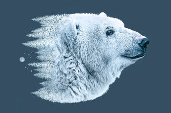 Poster Double Exposure of Portrait of White