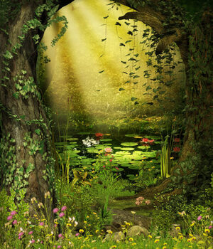 Poster Enchanted Fairy Woods Pond