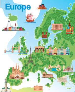 Poster Europe Tourism Map
