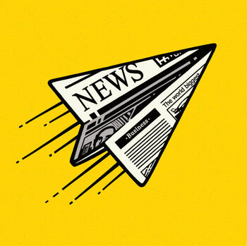 Poster Extra News made from paper airplane, icon