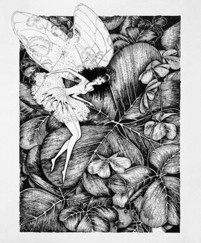 Poster Fairy on Clover Leaf Original Artwork