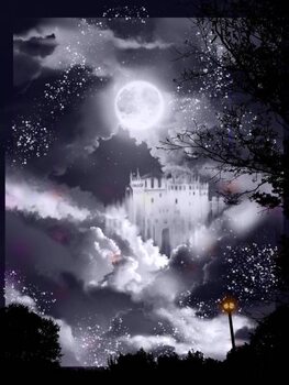 Poster fantasy background monochrome illustration of an