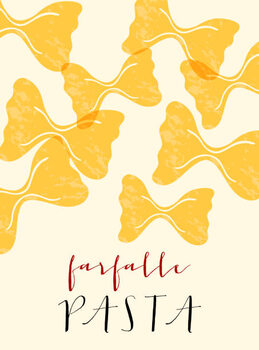 Poster Farfalle Italian pasta. Farfalle poster illustration.