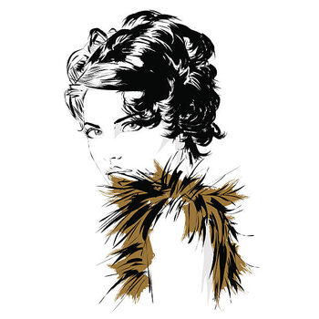 Poster Fashion girl in sketch-style