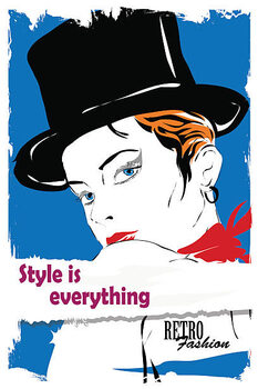 Poster Fashion girl in sketch-style.