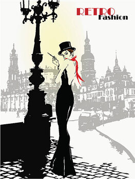 Poster Fashion girl in sketch-style.