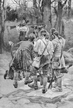 Poster Finding the Body of One of their Companions, Scalped and Horribly Mangled