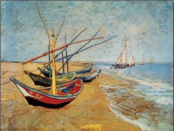 Fishing Boats on the Beach at Saintes-Maries, 1888 Art Print