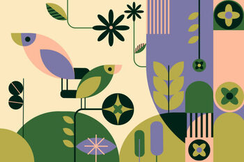 Poster Forest in geometric abstract shapes